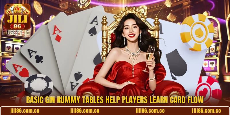 Basic Gin Rummy tables help players learn card flow