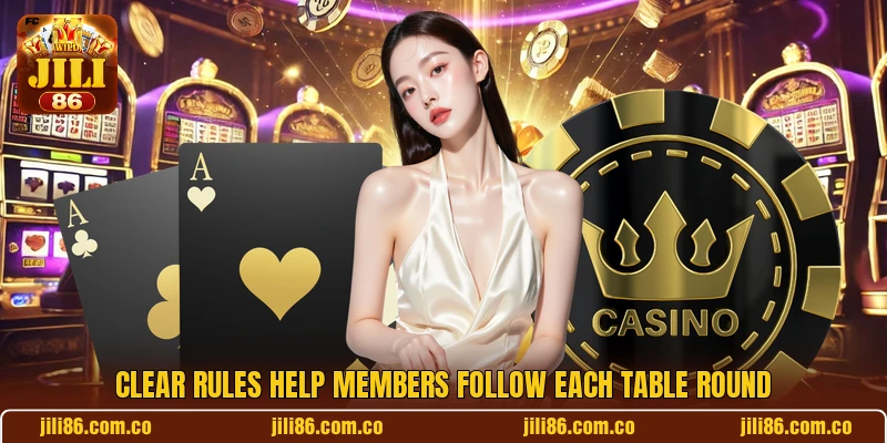 Clear rules help members follow each table round Clear rules help members follow each table round