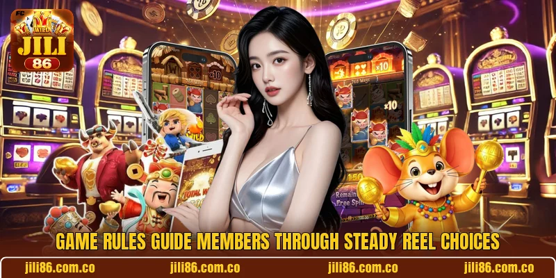 Game rules guide members through steady reel choices Game rules guide members through steady reel choices
