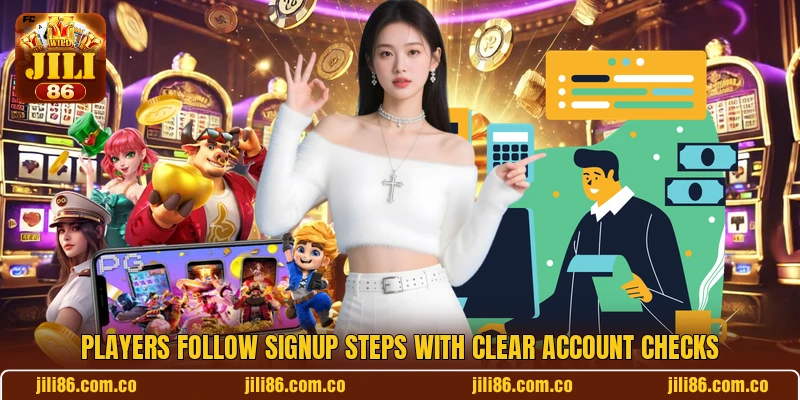 Players follow signup steps with clear account checks
